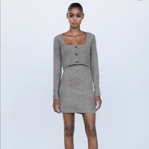 Zara knit cropped sweater gray